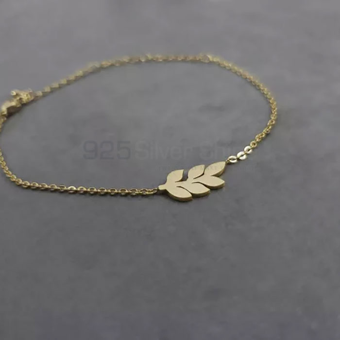 Flower Leaf Chain Bracelet In Sterling Silver FWMB185_0