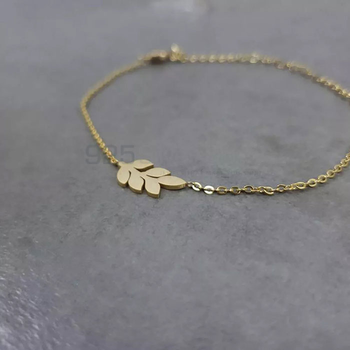 Flower Leaf Chain Bracelet In Sterling Silver FWMB185_1