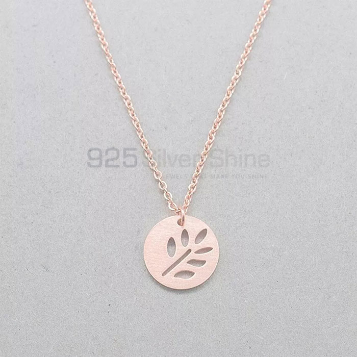 Flower Leaf Charm Necklace In 925 Sterling Silver FWMN224