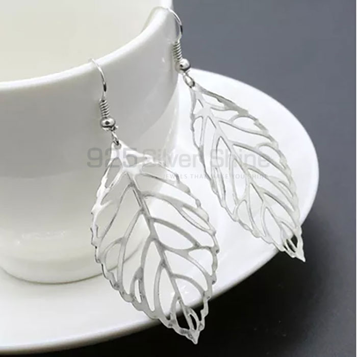 Flower Leaf Design Dangle Earring In 925 Sterling Silver FWME193