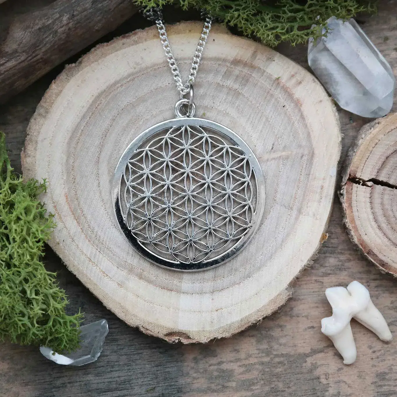 Flower Of Life Necklace In 925 Solid Silver Big Size 925MN101_0
