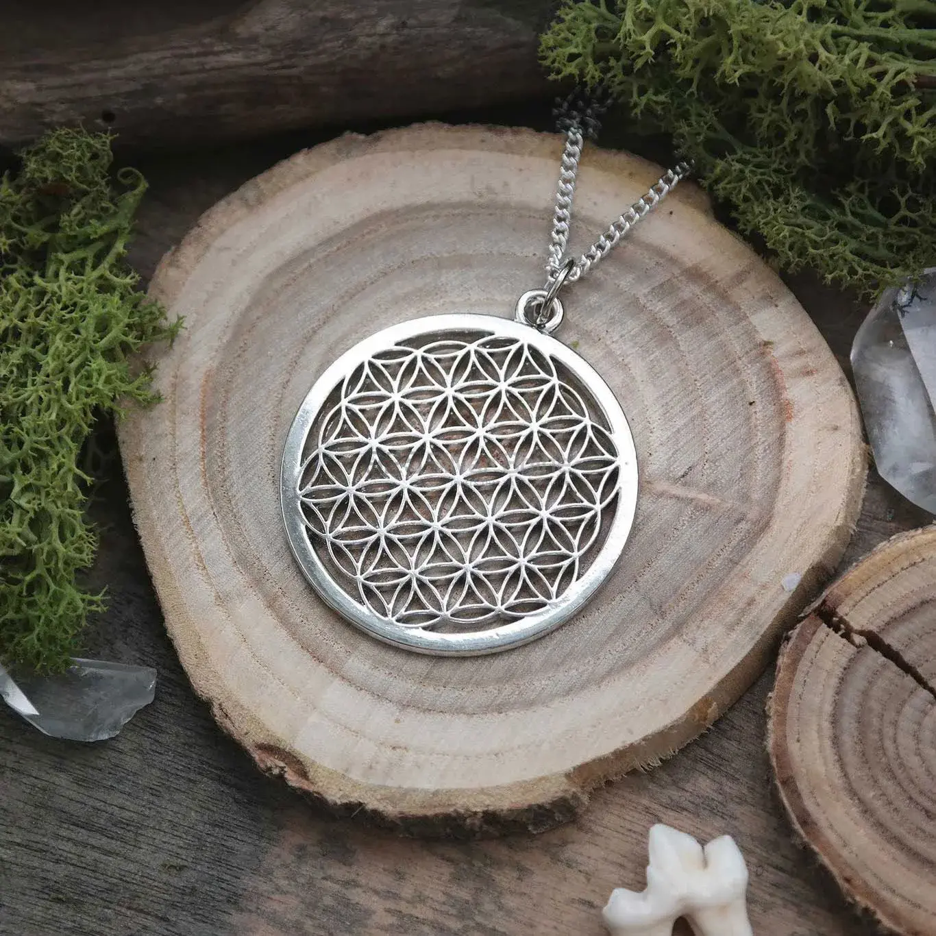 Flower Of Life Necklace In 925 Solid Silver Big Size 925MN101_1