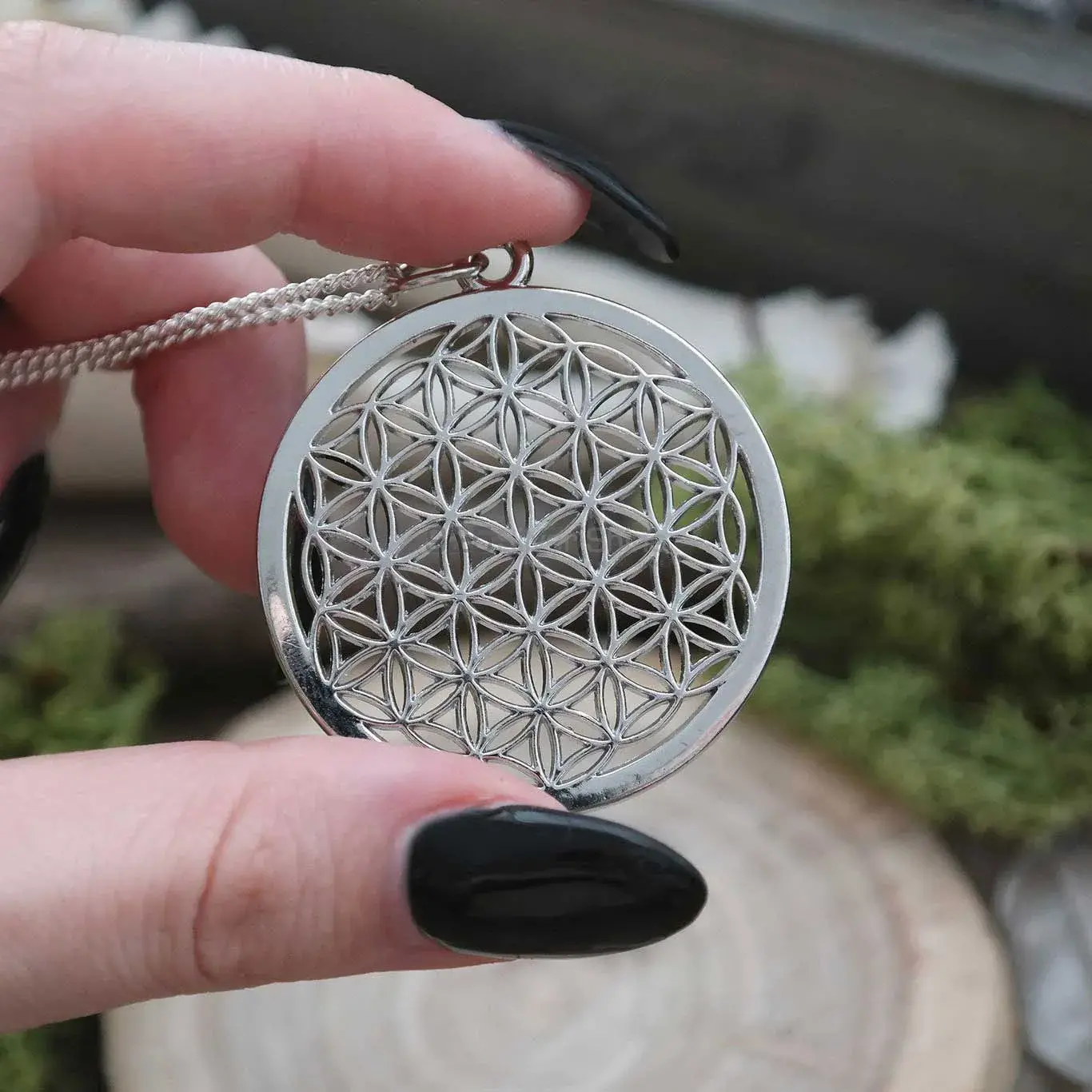 Flower Of Life Necklace In 925 Solid Silver Big Size 925MN101_2