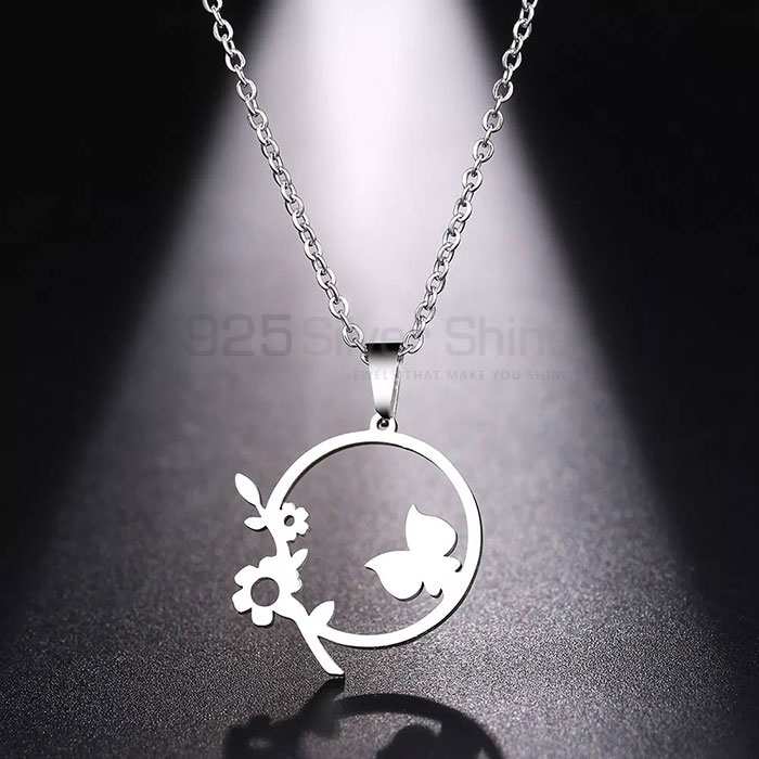 Flower Round Minimalist Necklace In 925 Sterling Silver FWMN217_1