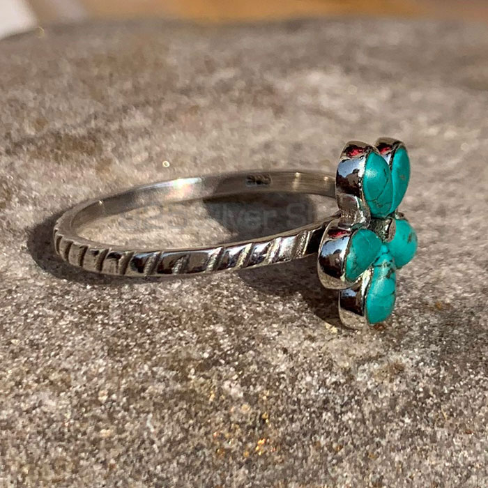 Flower Sterling Silver Ring In Turquoise Gemstone SSR136-1_0