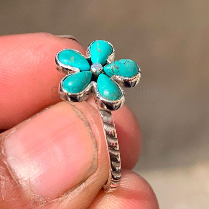 Flower Sterling Silver Ring In Turquoise Gemstone SSR136-1_3