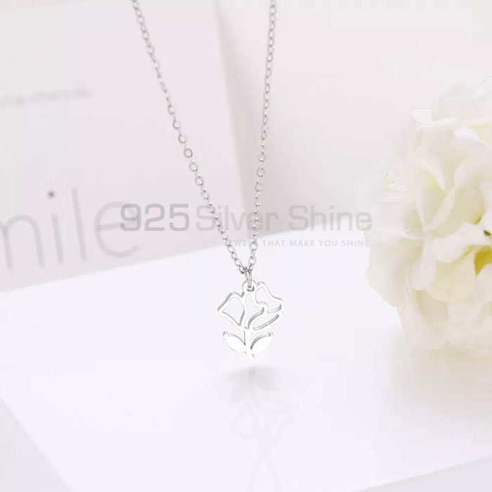 Flower Tree Design Minimalist Necklace In Sterling Silver FWMN225_0