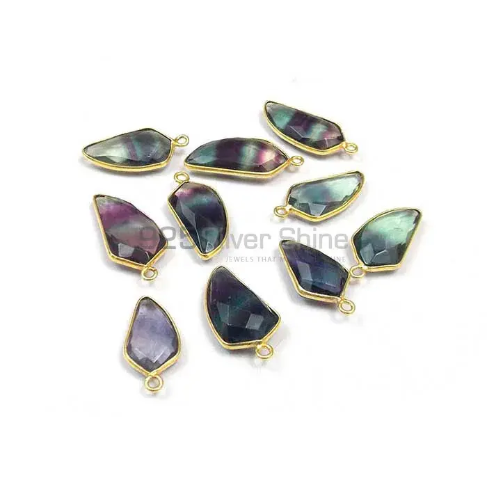 Fluorite Gemstone Single Bail Bezel Sterling Silver Gold Vermeil Connector 925GC109_0