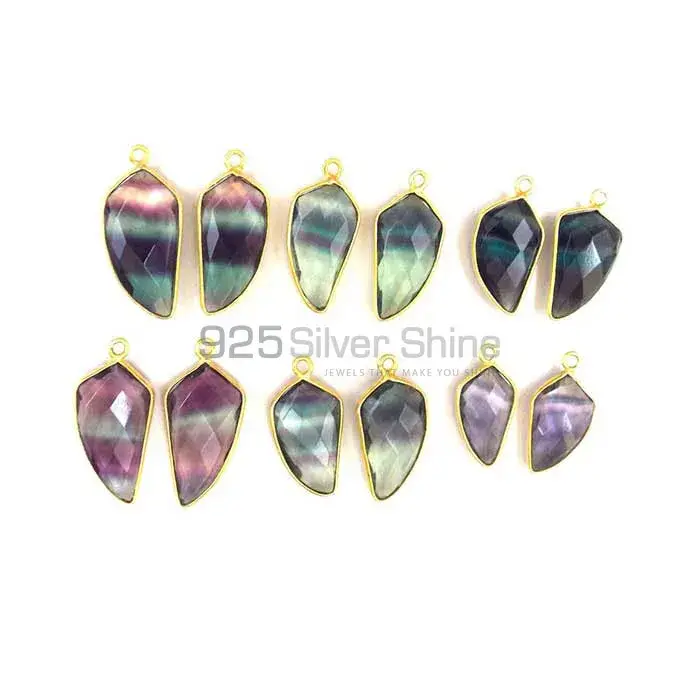 Fluorite Gemstone Single Bail Bezel Sterling Silver Gold Vermeil Connector 925GC109_4