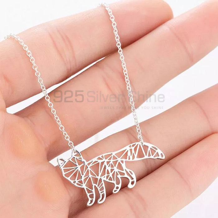 Fox Necklace, Stunning Animal Minimalist Necklace In 925 Sterling Silver AMN184
