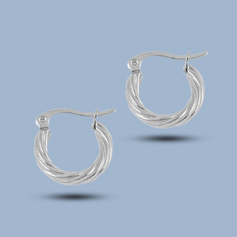 French Lock 925 Sterling Silver Small Huggies Hoop Earring 925She348_0