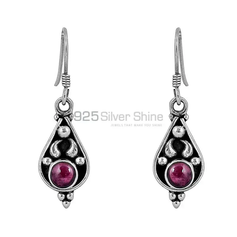 Garnet Gems Stone Handmade Earring In 925 Sterling Silver Jewelry 925SE61