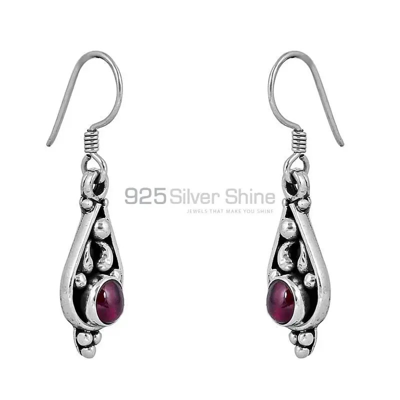 Garnet Gems Stone Handmade Earring In 925 Sterling Silver Jewelry 925SE61_1