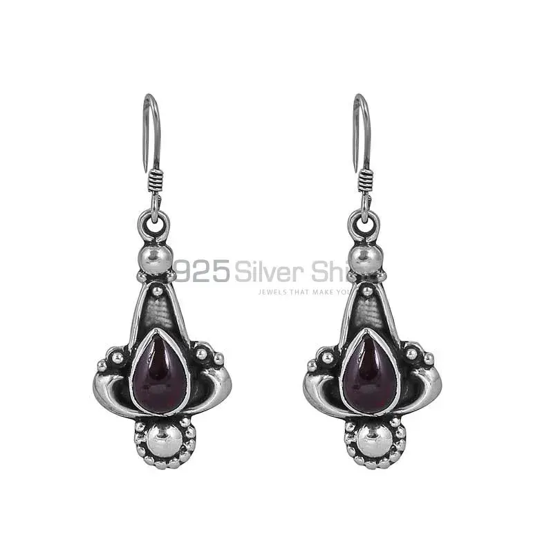 Garnet Gemstone Earring In Sterling Silver Jewelry 925SE41_1
