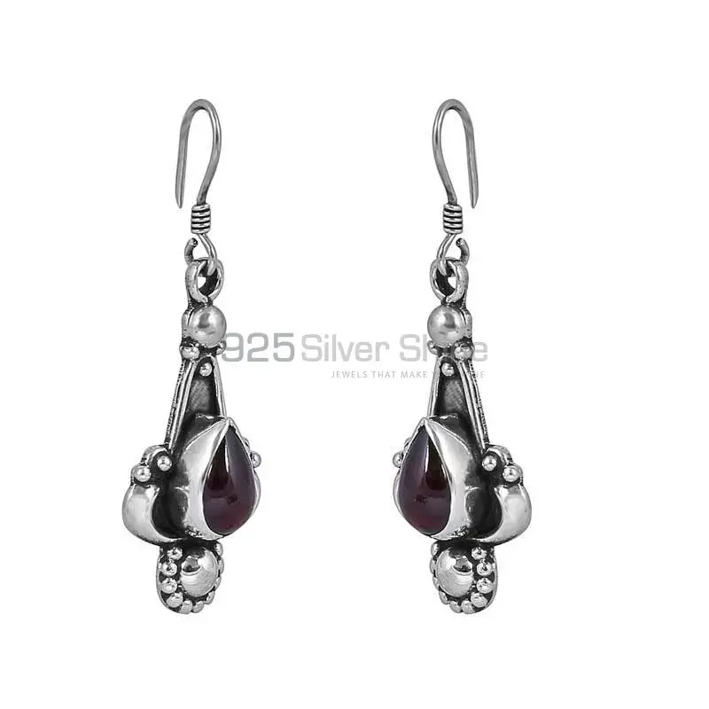 Garnet Gemstone Earring In Sterling Silver Jewelry 925SE41_0