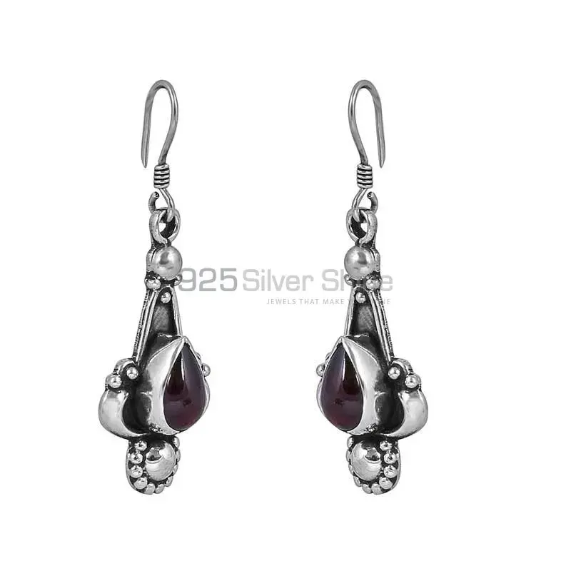 Garnet Gemstone Earring In Sterling Silver Jewelry 925SE41_2