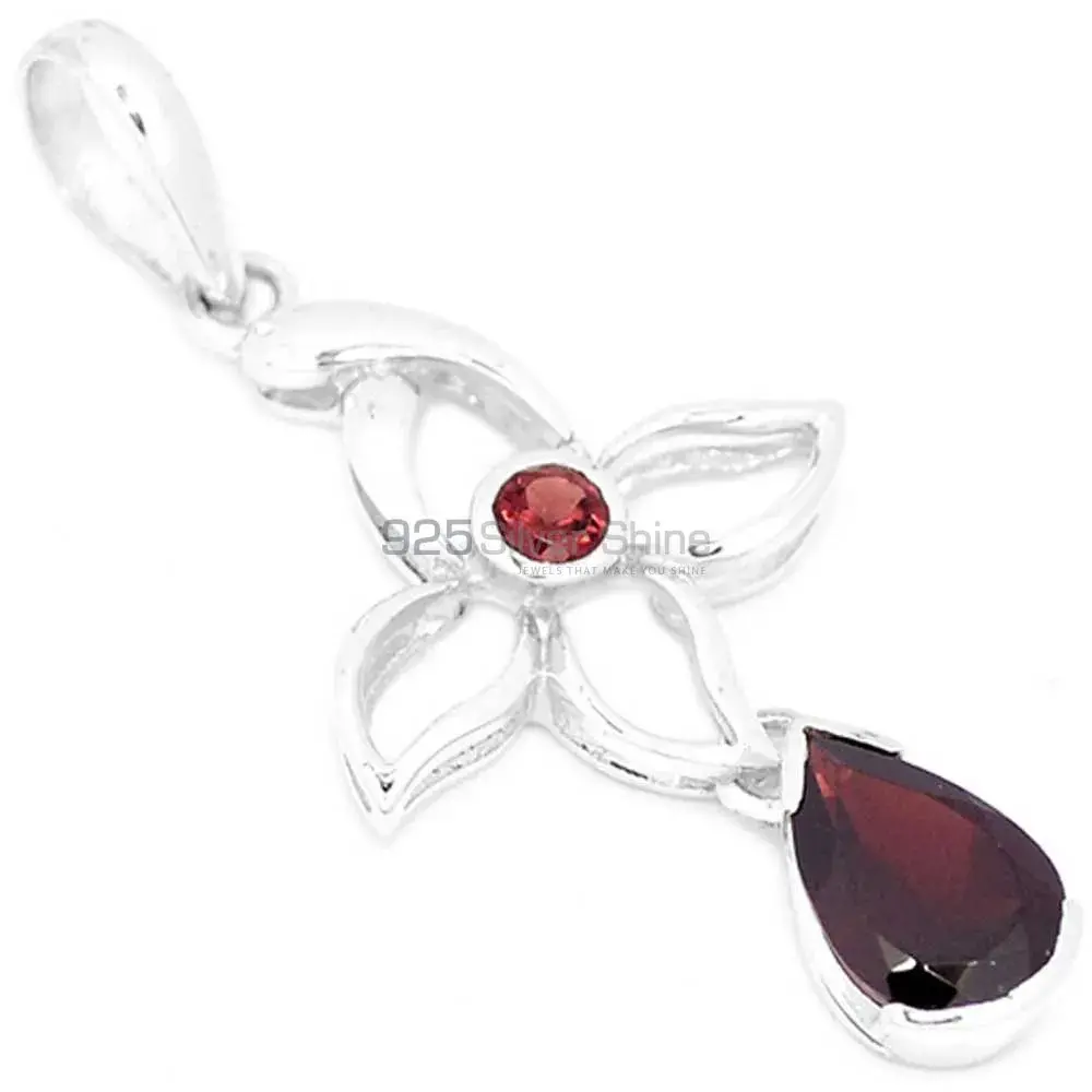 Garnet Gemstone Pendants Exporters In 925 Solid Silver Jewelry 925SP273-3