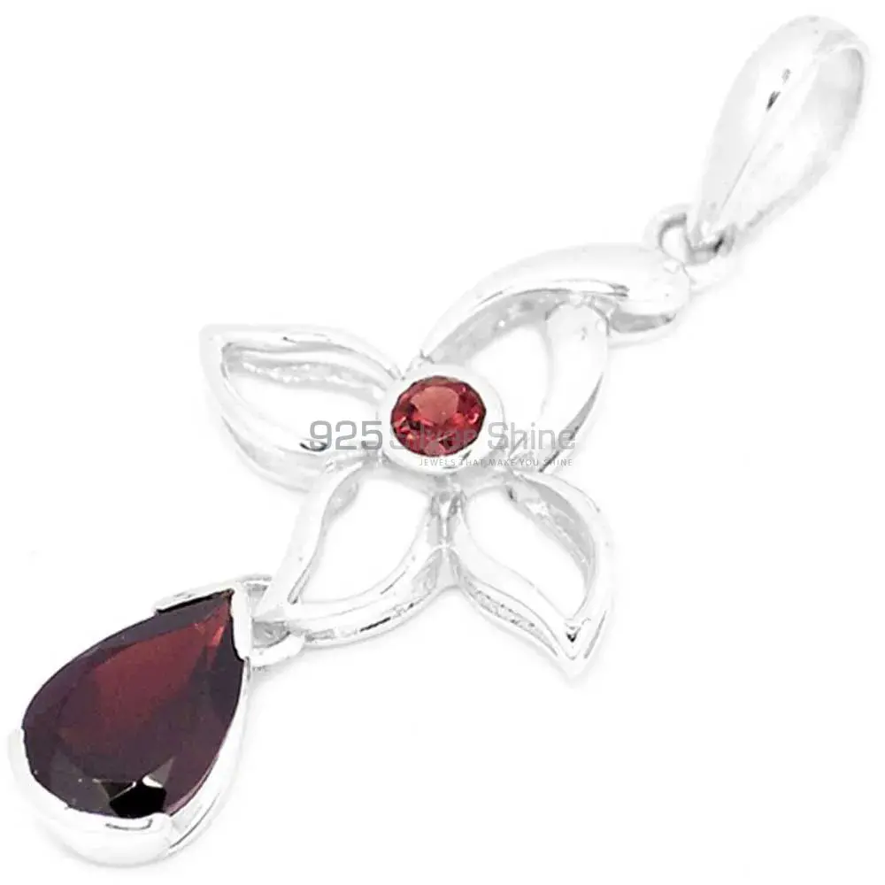 Garnet Gemstone Pendants Exporters In 925 Solid Silver Jewelry 925SP273-3_0