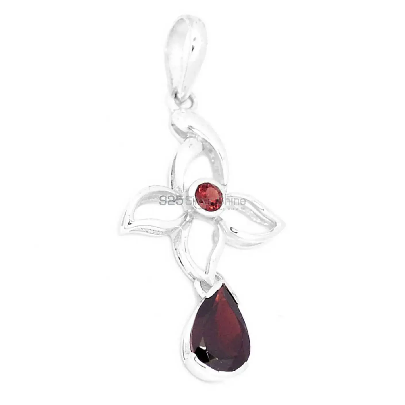 Garnet Gemstone Pendants Exporters In 925 Solid Silver Jewelry 925SP273-3_1