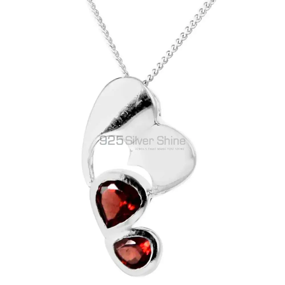 Garnet Gemstone Pendants Suppliers In 925 Fine Silver Jewelry 925SP209-3