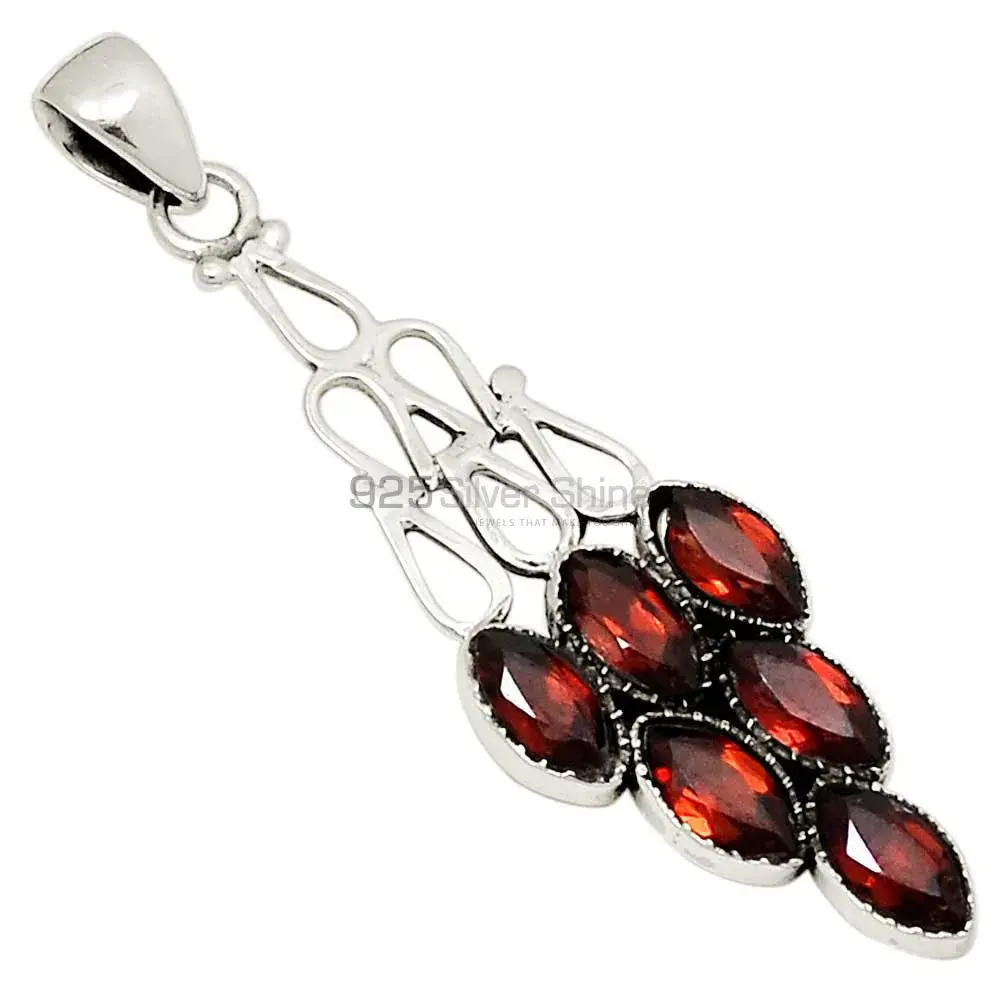 Garnet Gemstone Pendants Wholesaler In Fine Sterling Silver Jewelry 925SP116-1