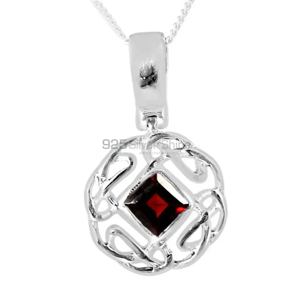 Garnet Gemstone Pendants Wholesaler In Fine Sterling Silver Jewelry 925SP257-1