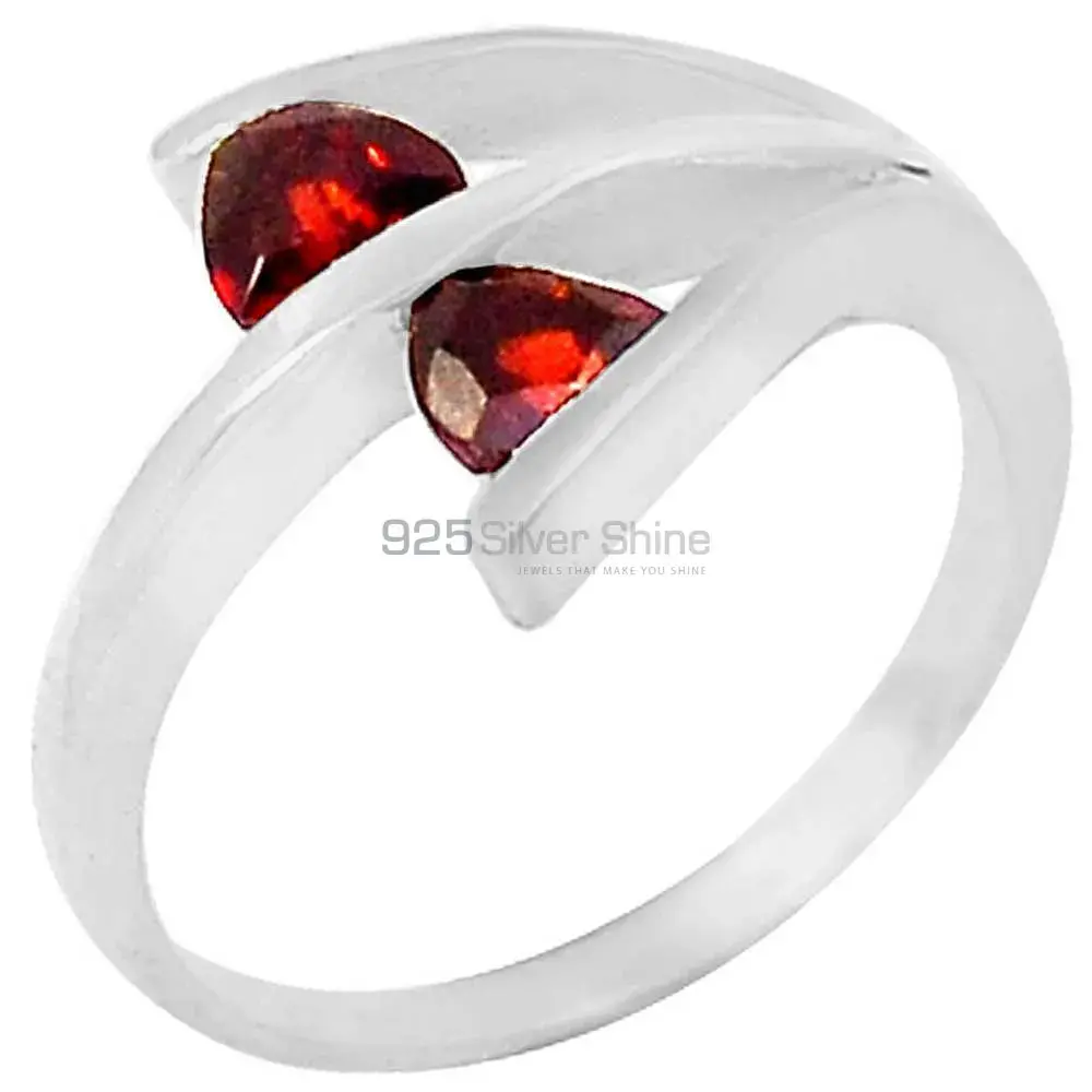 Tow Stone Garnet Sterling Silver Rings 925SR057-1