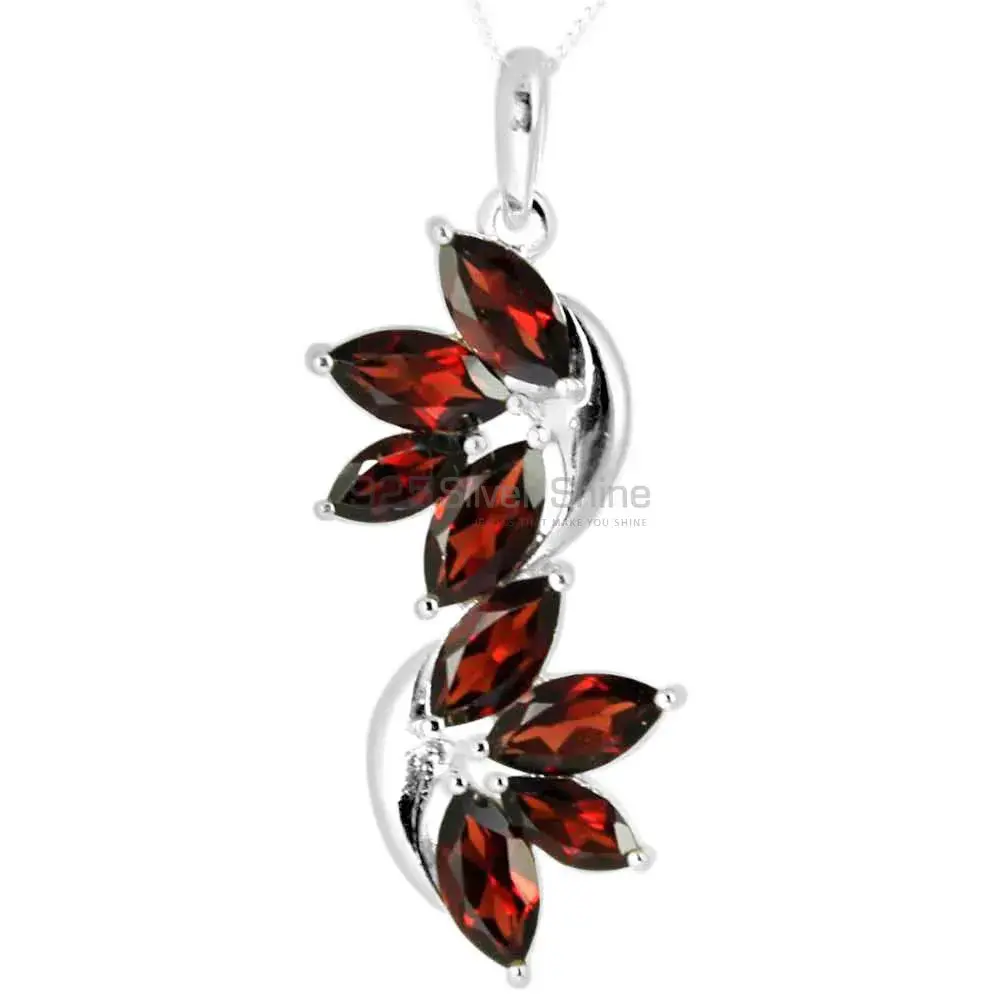 Garnet Gemstone Top Quality Pendants In Solid Sterling Silver Jewelry 925SP241-2