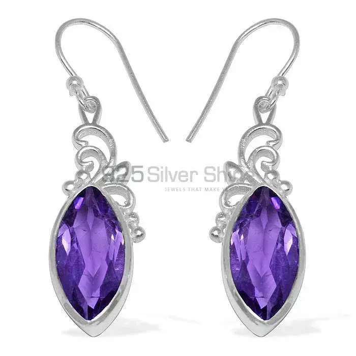 Natural Amethyst Gemstone Earring With 925 Sterling Silver Jewelry