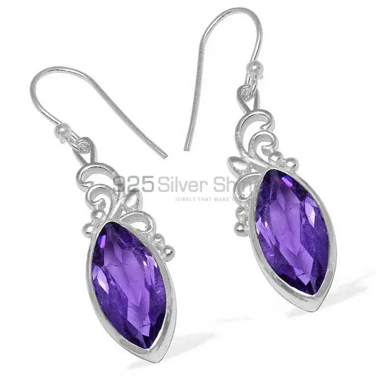 Natural Amethyst Gemstone Earring With 925 Sterling Silver Jewelry_0
