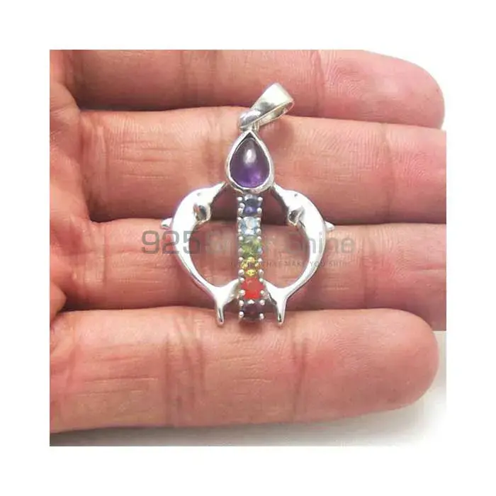 Gemstone Chakra Pendant With Sterling Silver SSCP174