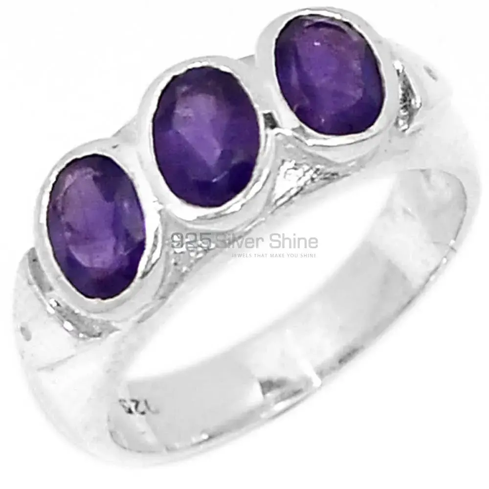 Genuine Amethyst Gemstone Ring In 925 Solid Silver 925SR079-7