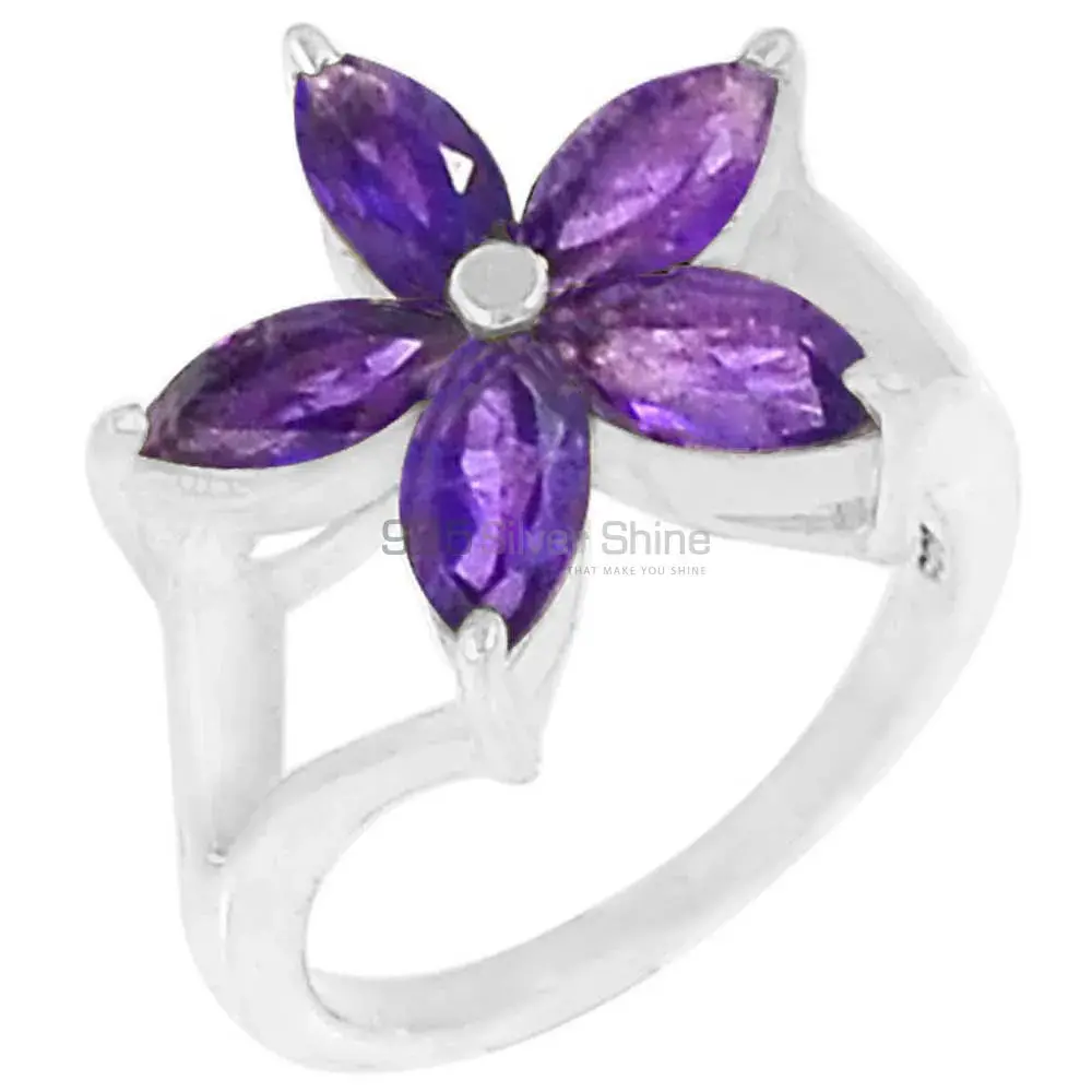 Genuine Amethyst Gemstone Ring In Solid Silver 925SR055-8_0