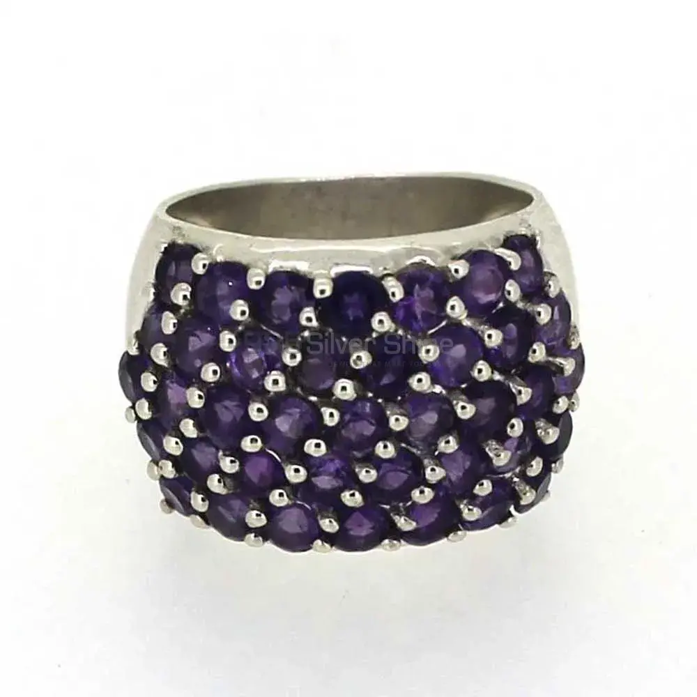 Genuine Amethyst Semi Precious Gemstone Ring In 925 Sterling Silver 925SR022-1