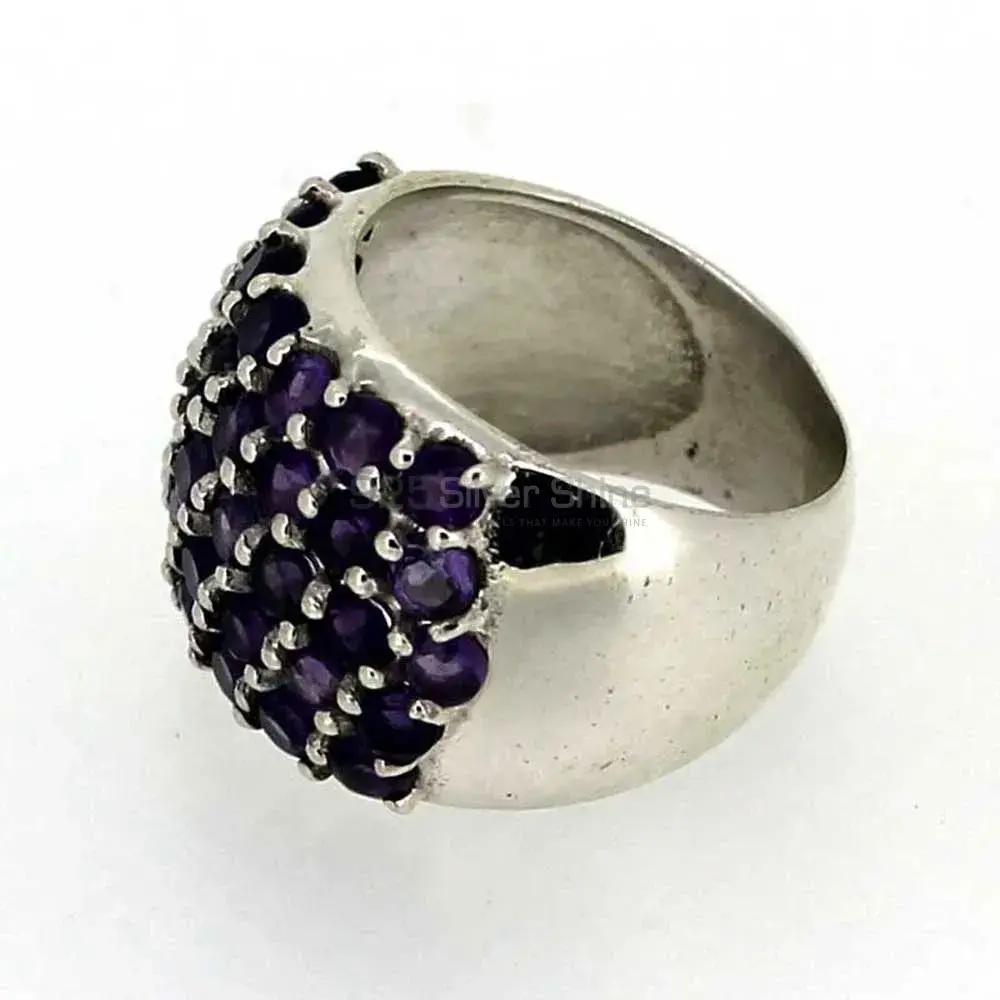 Genuine Amethyst Semi Precious Gemstone Ring In 925 Sterling Silver 925SR022-1_1