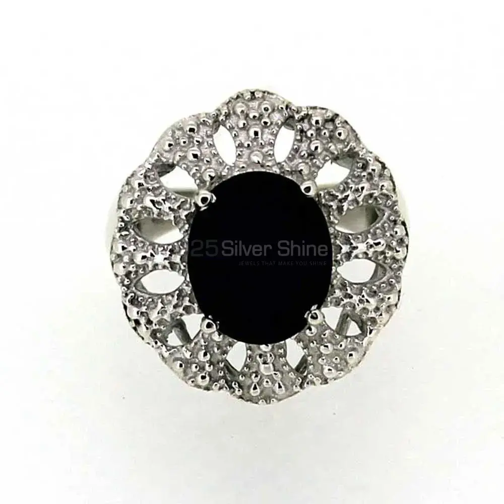 Genuine Black Onyx Gemstone Ring In 925 Sterling Silver 925SR018-2_0