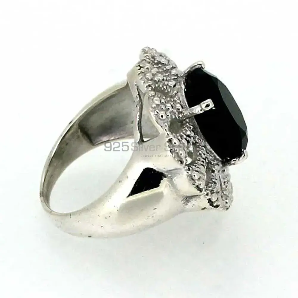 Genuine Black Onyx Gemstone Ring In 925 Sterling Silver 925SR018-2_0