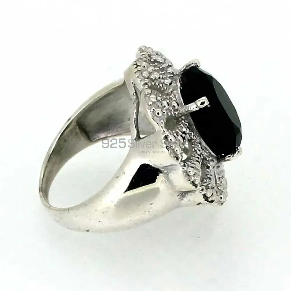 Genuine Black Onyx Gemstone Ring In 925 Sterling Silver 925SR018-2_1