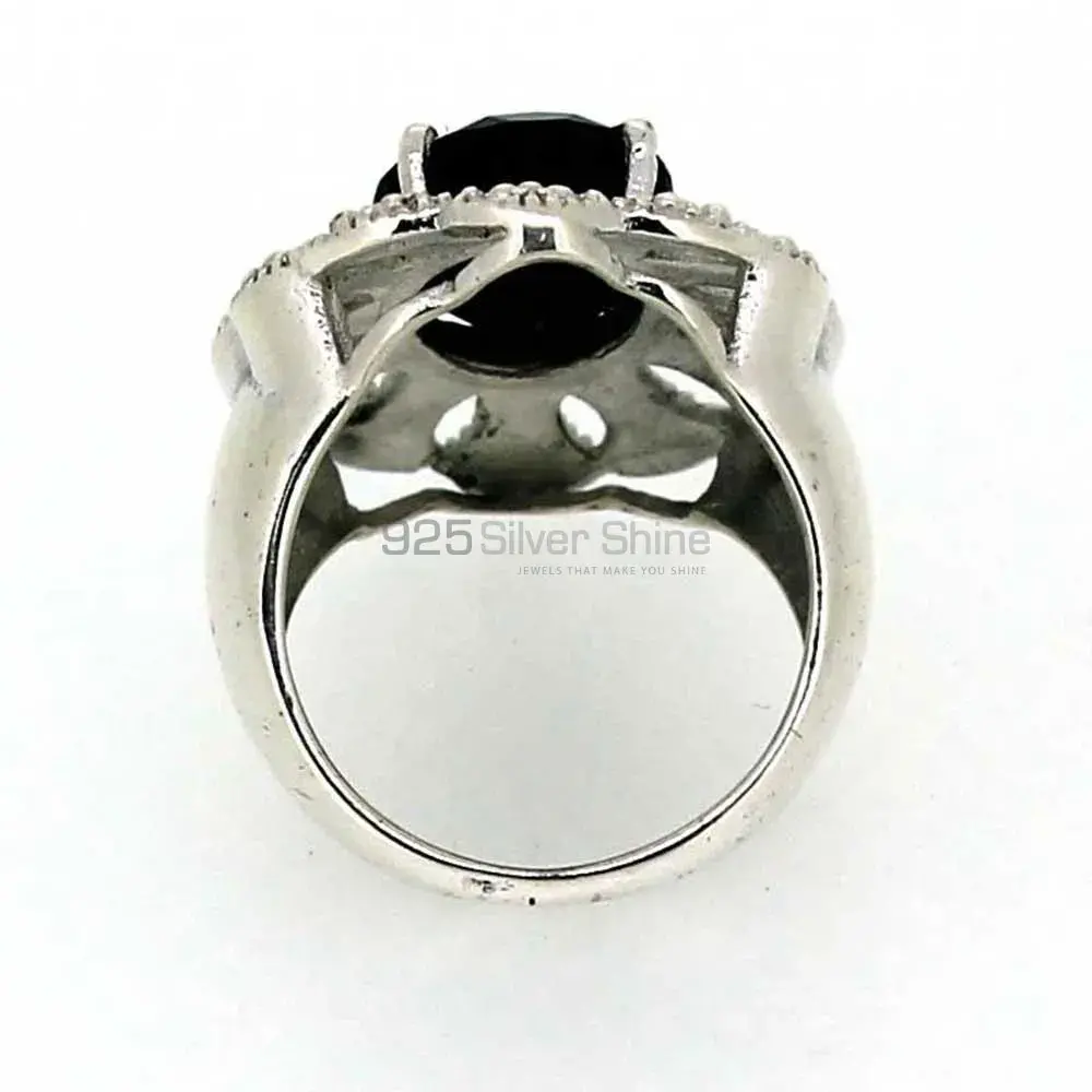 Genuine Black Onyx Gemstone Ring In 925 Sterling Silver 925SR018-2_1