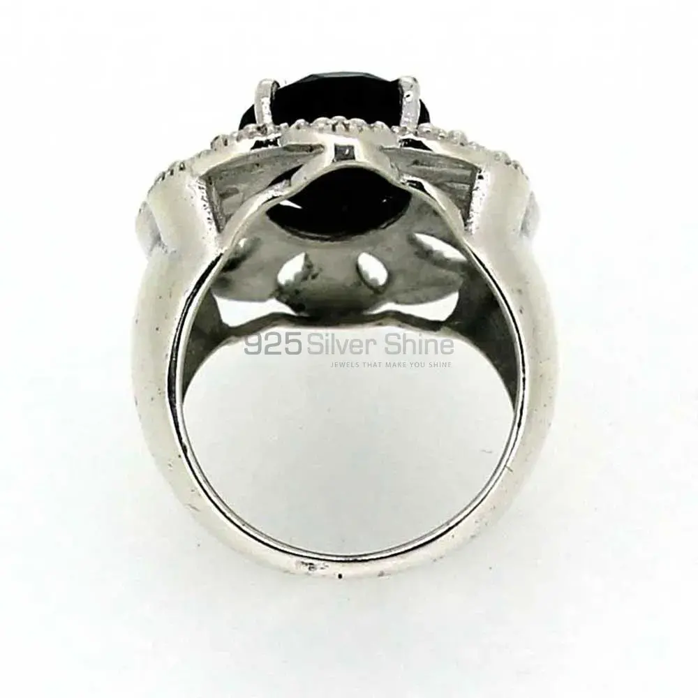 Genuine Black Onyx Gemstone Ring In 925 Sterling Silver 925SR018-2_2