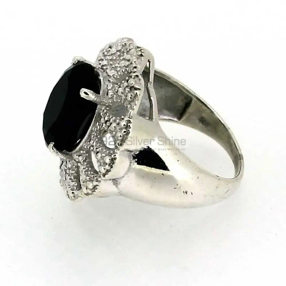 Genuine Black Onyx Gemstone Ring In 925 Sterling Silver 925SR018-2_3