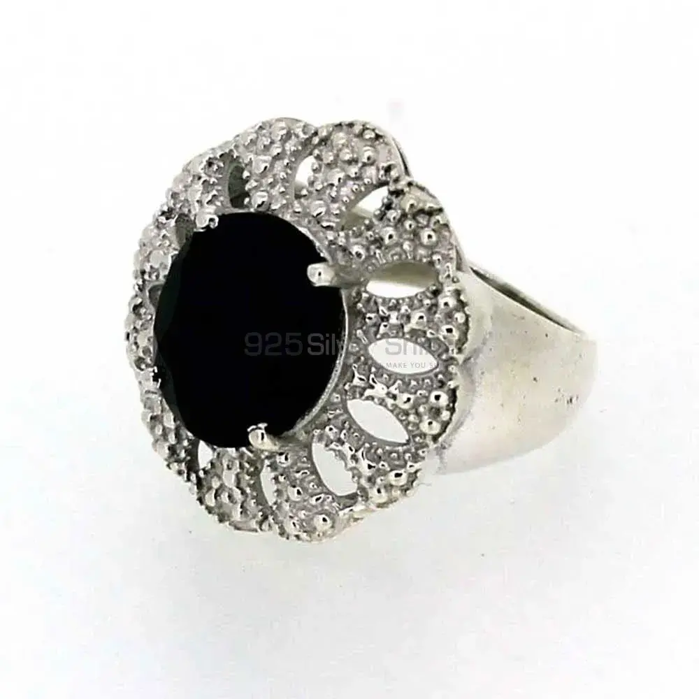 Genuine Black Onyx Gemstone Ring In 925 Sterling Silver 925SR018-2_3