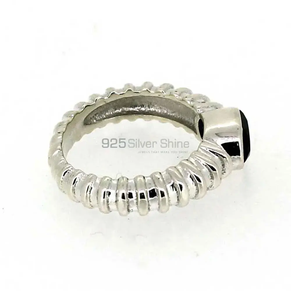 Genuine Black Onyx Semi Precious Gemstone Ring In Solid Silver 925SR025-4_0
