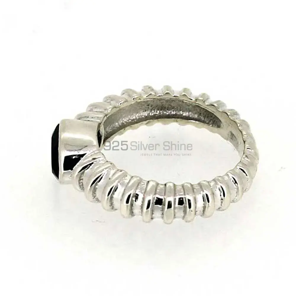 Genuine Black Onyx Semi Precious Gemstone Ring In Solid Silver 925SR025-4_1