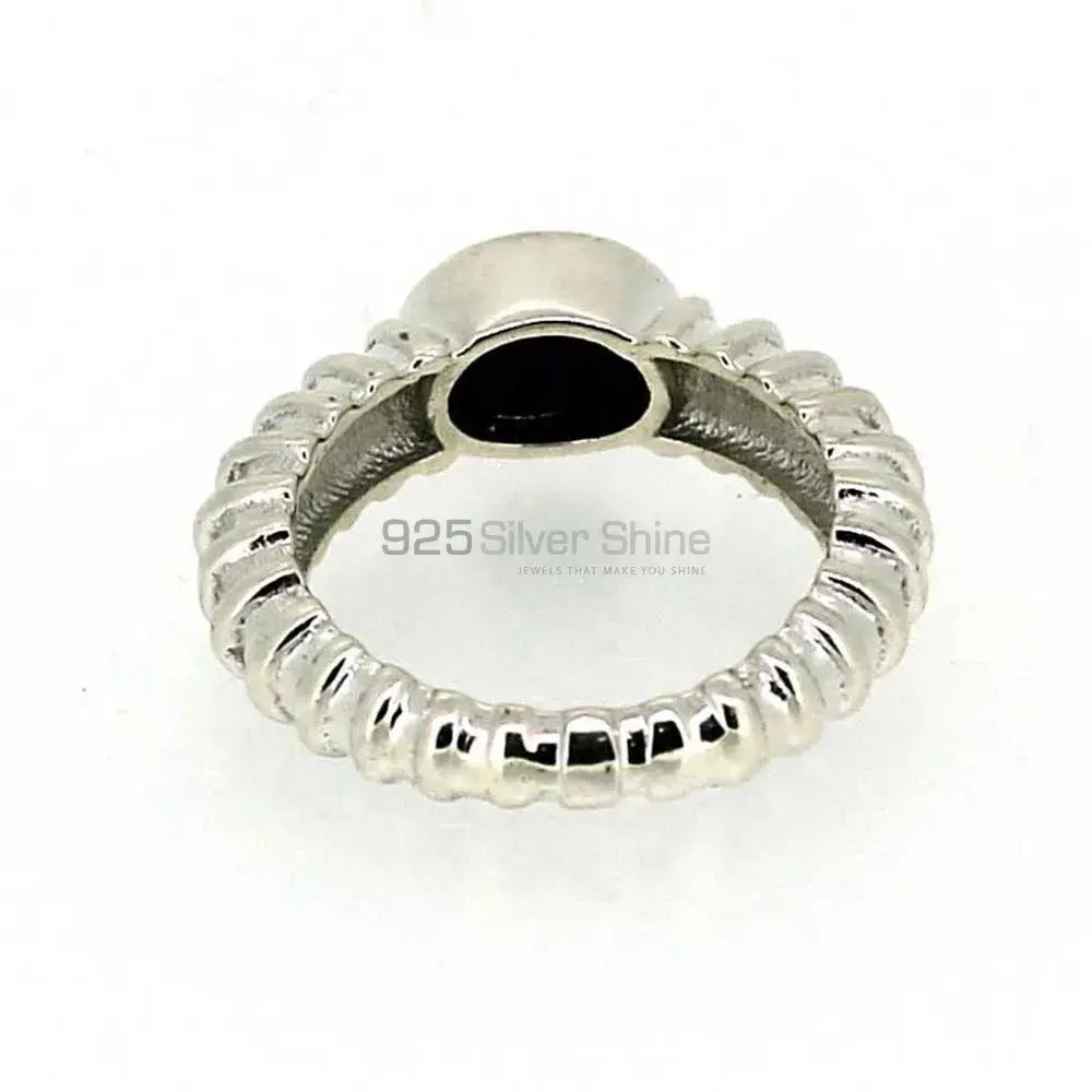 Genuine Black Onyx Semi Precious Gemstone Ring In Solid Silver 925SR025-4_3