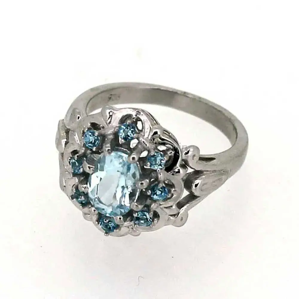 Genuine Blue Topaz Gemstone Ring In Sterling Silver 925SR038