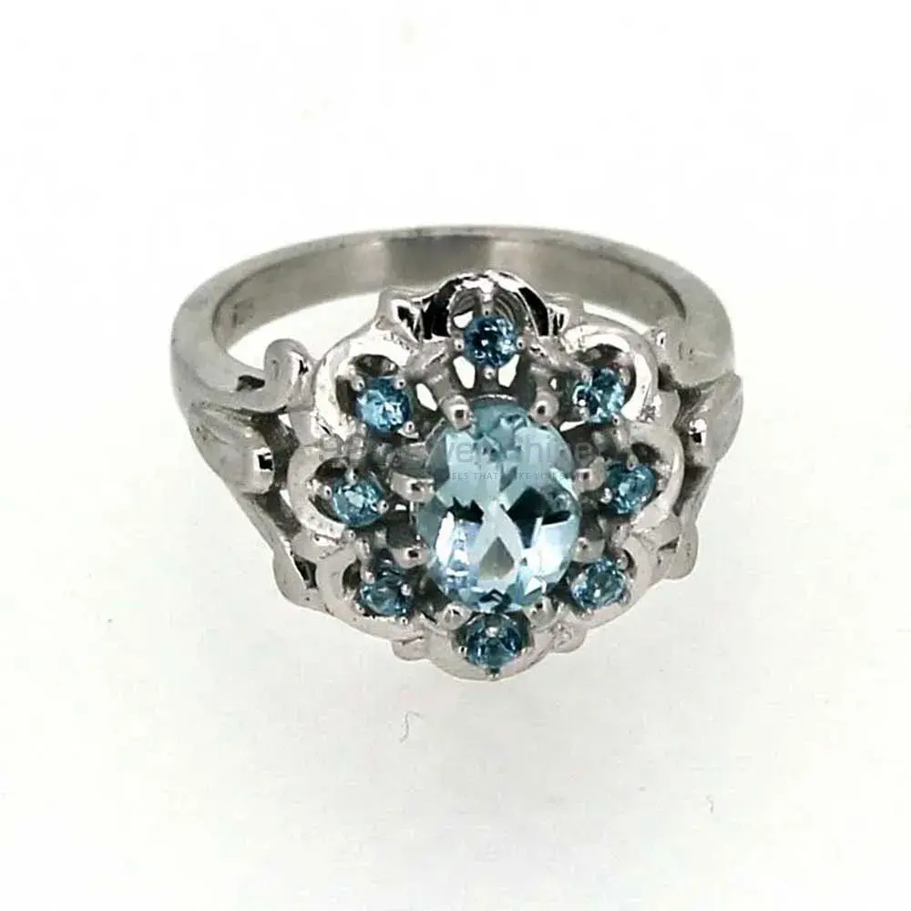 Genuine Blue Topaz Gemstone Ring In Sterling Silver 925SR038_0