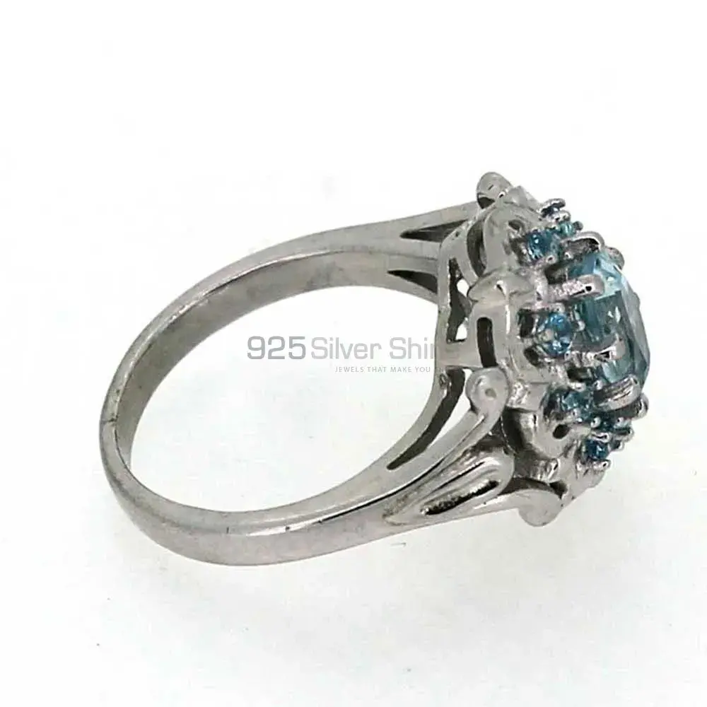 Genuine Blue Topaz Gemstone Designer Ring In Sterling Silver 925SR038_1