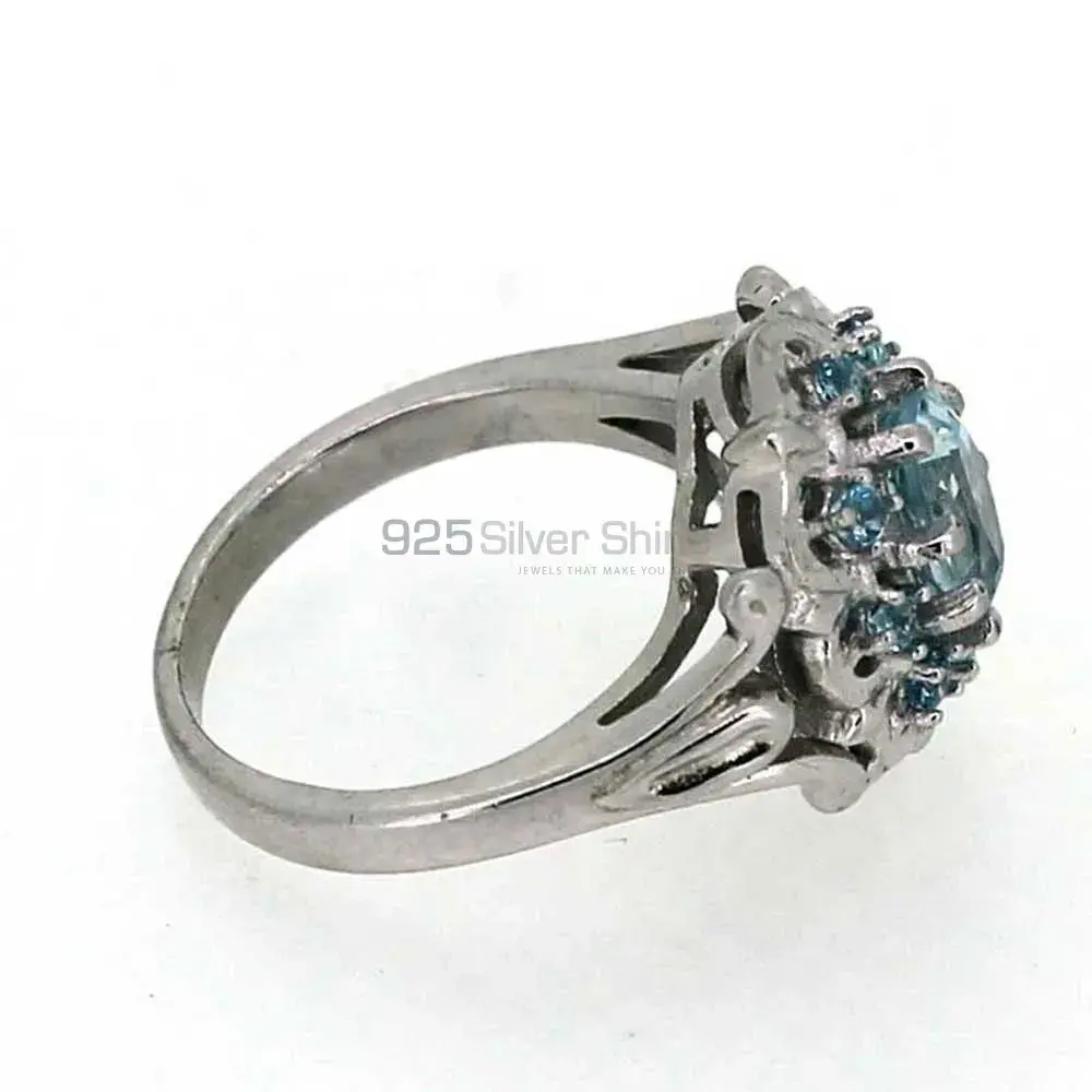 Genuine Blue Topaz Gemstone Ring In Sterling Silver 925SR038_1