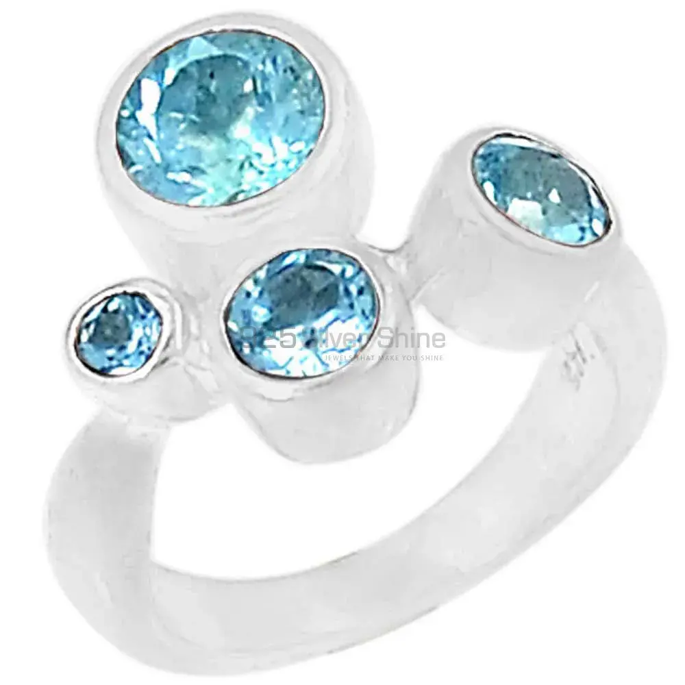 Genuine Blue Topaz Gemstone Handmade Ring In 925 Sterling Silver 925SR075-5